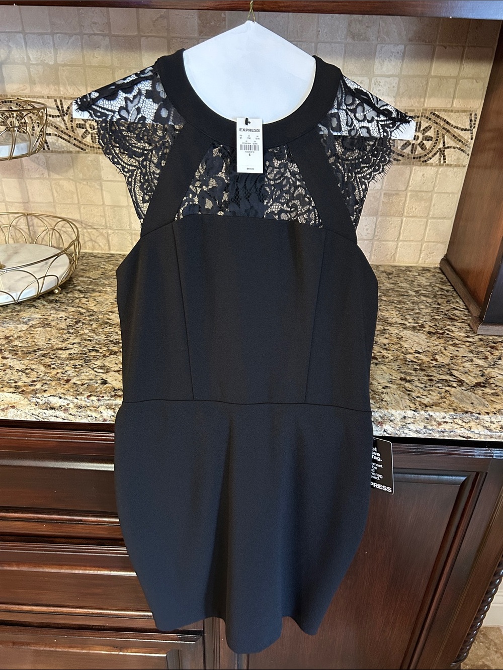 Express Black Lace Yoke Mini Dress